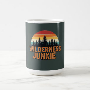 Wilderness junkie retro design coffee mug