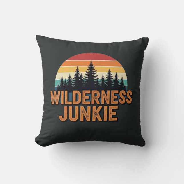 Wilderness junkie retro design cushion (Front)