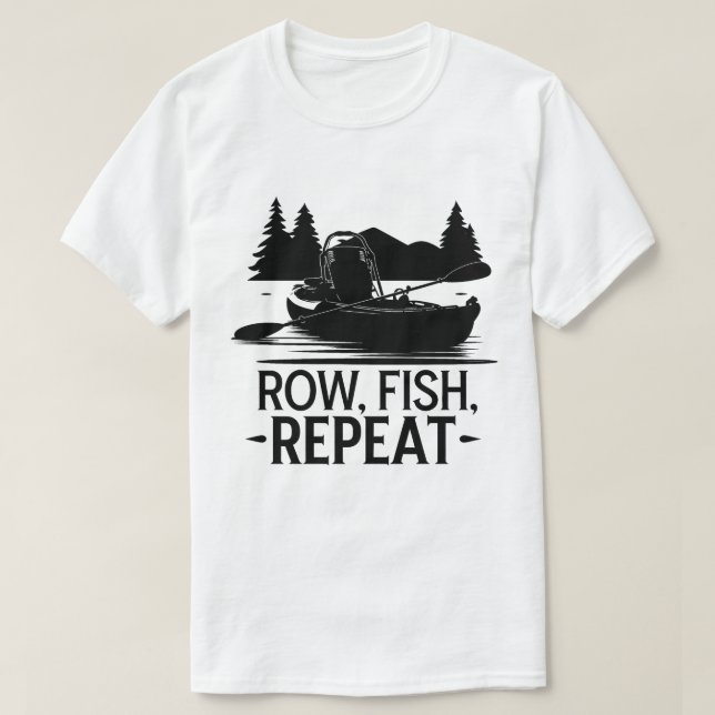 Wilderness Kayak Rowing and Fishing Adventure T-Shirt (Design Front)