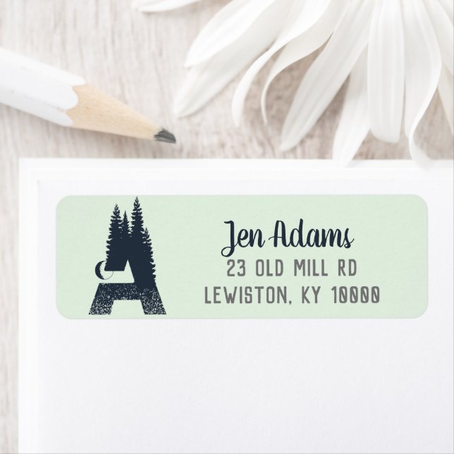 Wilderness Monogram 'A' Return Address Label (Insitu)