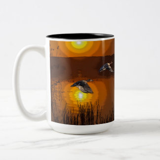 Wilderness Sunset Duck Two-Tone Coffee Mug