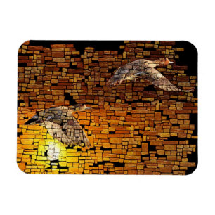 Wilderness Sunset Ducks On Stone Background Magnet