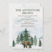 Wilderness Trees Brown Bear Baby Shower