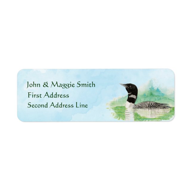 Wilderness Watercolor Bird Loon Address Label (Front)