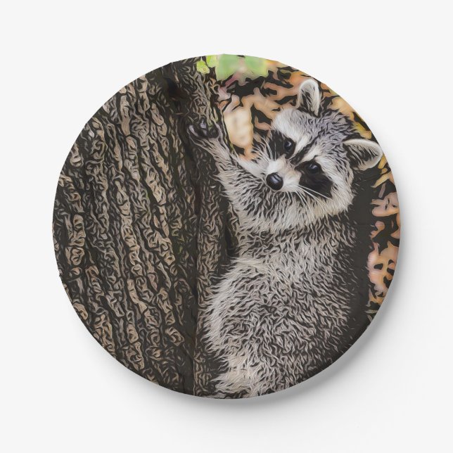 Wilderness Wild Racoon Paper Plate (Front)