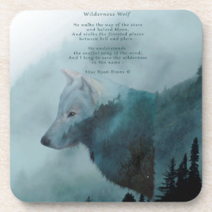Wilderness Wolf & Eco Poem Coaster
