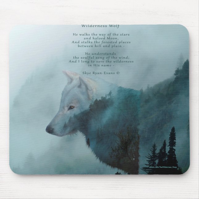Wilderness Wolf & Eco Poem Mouse Pad (Front)