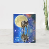 WILDERNESS WOLF, MOON & Poem on a Thank You Card