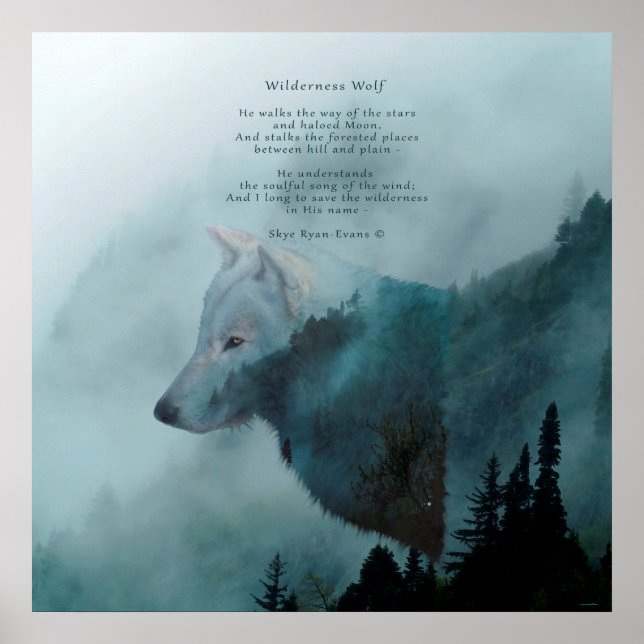Wilderness Wolf & Poem Poster (Front)