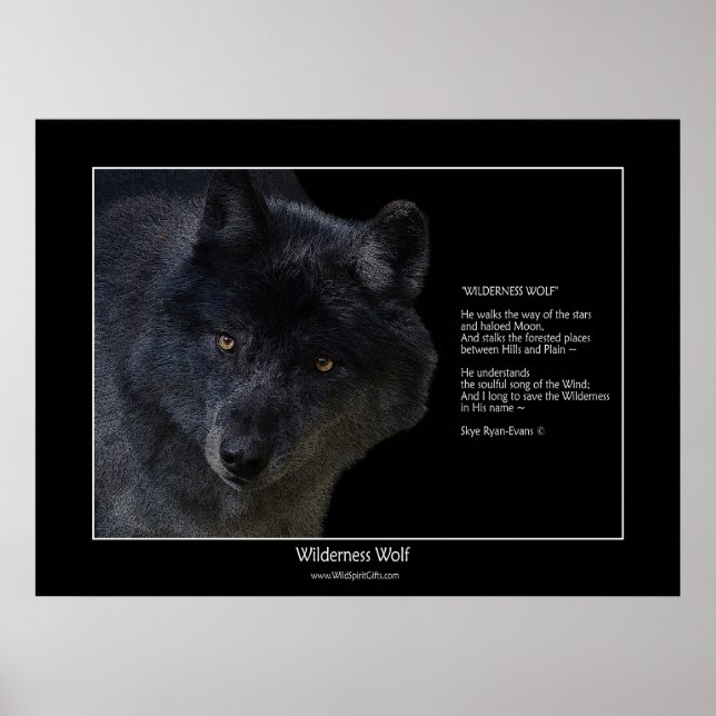 WILDERNESS WOLF Wildlife Supporter Poster w poem (Front)