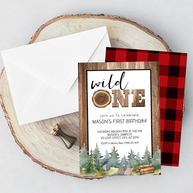 Wilderness Woodland Wild One Boy's 1st Birthday Invitation (Creator Uploaded)