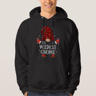 Wildest Gnome Buffalo Plaid Matching Family Christ Hoodie
