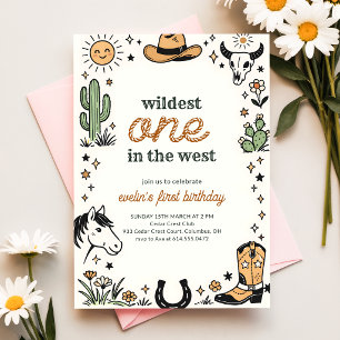 Wildest One Western Cowboy First Birthday Invitation