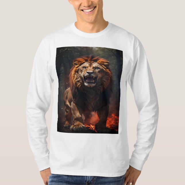 Wildfire Majesty: Roaring Lion T-shirt Design (Front)
