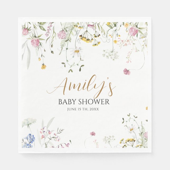 Wildfloral Girls Baby Shower Napkin (Front)