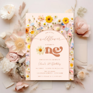 Wildflower 1st Birthday Modern Invitation