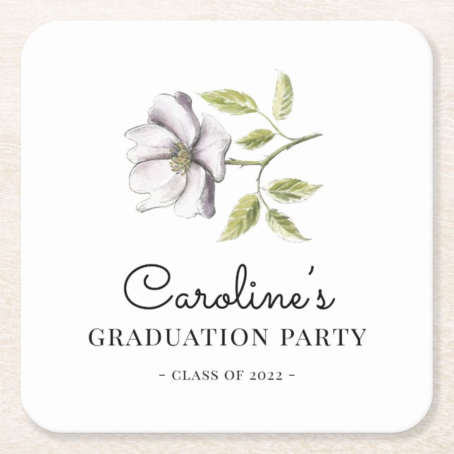 Wildflower 2022 Graduation Square Paper Coaster (Front)