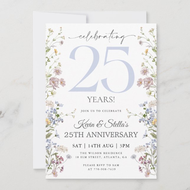 Wildflower 25th Anniversary Invitation (Front)