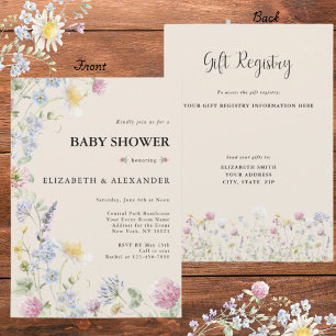 Wildflower 2 Sided Couples Baby Shower Invitation