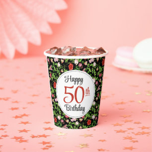 Wildflower 50th Birthday Paper Cups