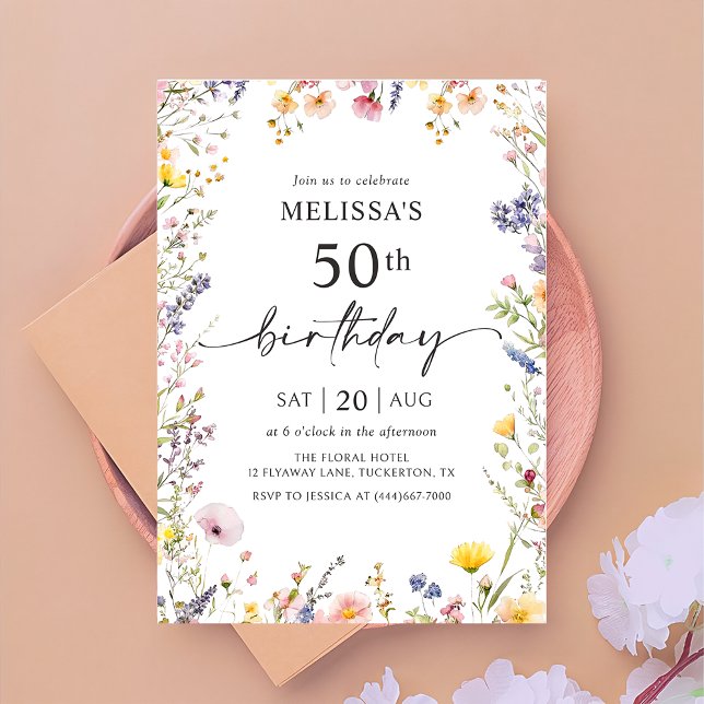Wildflower 50th Birthday Party Invitation (Creator Uploaded)