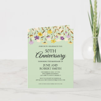 Wildflower 50th wedding anniversary invitation