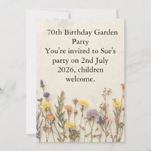 Wildflower 70th Birthday Garden Party Floral  Card
