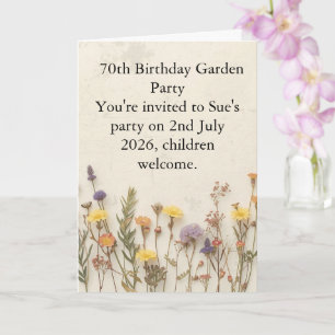 Wildflower 70th Birthday Garden Party Floral  Card