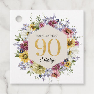 Wildflower 90th Birthday Personalized Favour Tags