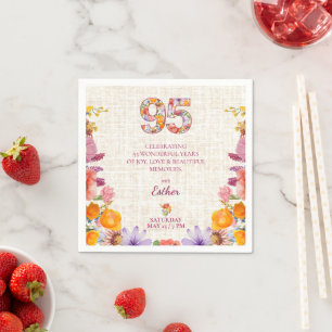 Wildflower 95th Birthday Party - Floral Number Napkin