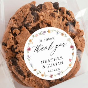 Wildflower A Sweet Thank You Wedding Favour Classic Round Sticker