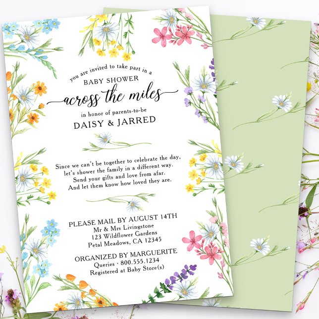 Wildflower Across the Miles Baby Shower by Mail Invitation (Creator Uploaded)