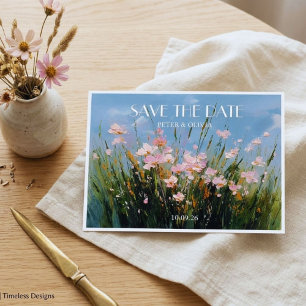 Wildflower Acrylic Art Save the Date Postcard