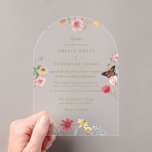 Wildflower Acrylic Wedding Invitation (Insitu (Handheld))