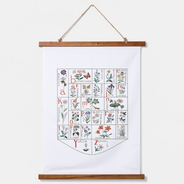 Wildflower Alphabet Hanging Nursery Decor  Hanging Tapestry (Front)