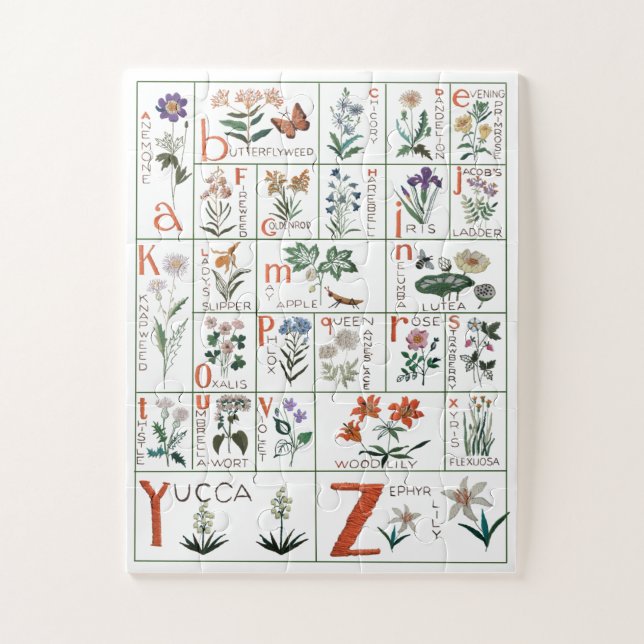 Wildflower Alphabet Puzzle | Nature Alphabet  (Vertical)