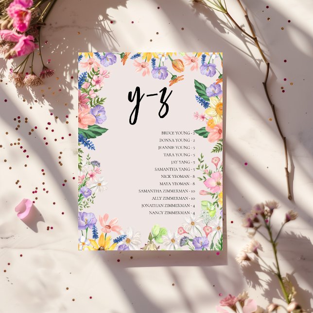 Wildflower Alphabet Seating Chart Wedding Card (Creator Uploaded)