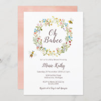 Wildflower and Bees Baby Shower Invitation