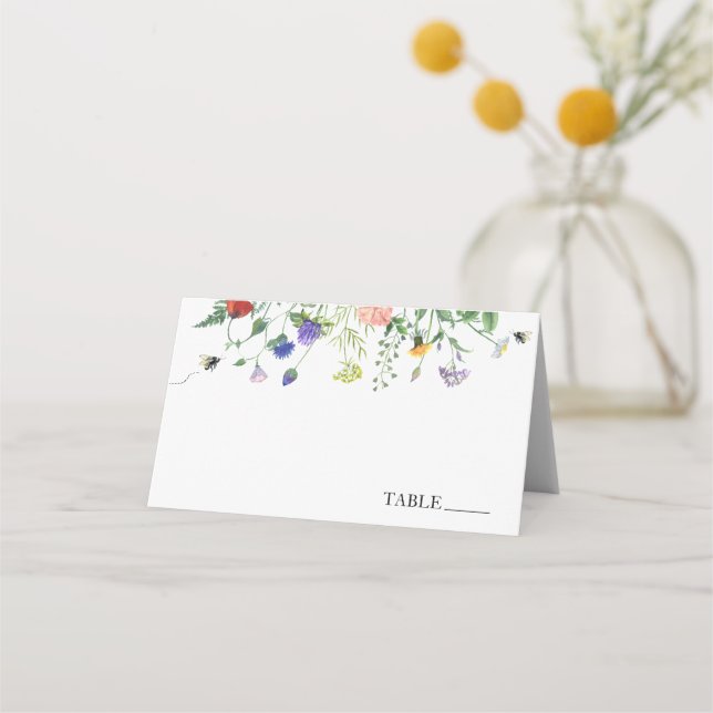 Wildflower and Bees Name Place Cards (Front)