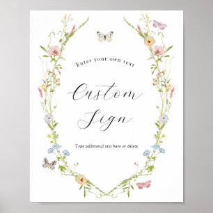 Wildflower and Butterflies Custom Text Sign