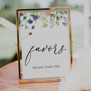 Wildflower and Buzzing Bees Favours Sign