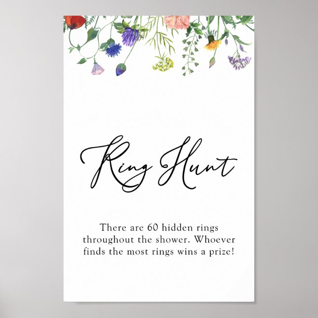 Wildflower and Buzzing Bees Ring Hunt Sign (Front)