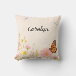 Wildflower and Dragonfly Baby Girl Nursery Cushion