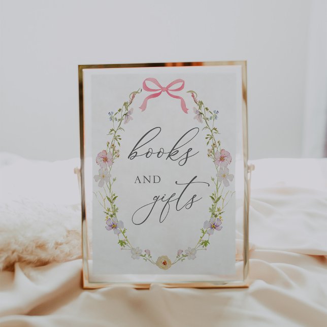Wildflower and Pink Bow Books and Gifts Sign (Creator Uploaded)