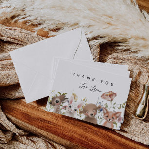 Wildflower and Woodland Animals Baby Shower Thank You Card