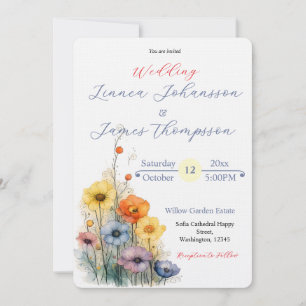 Wildflower Anemone Garden Rustic Wedding Invite