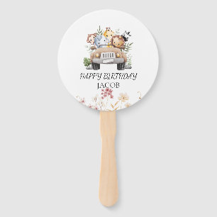 Wildflower Animal Party Safari Birthday Hand Fan