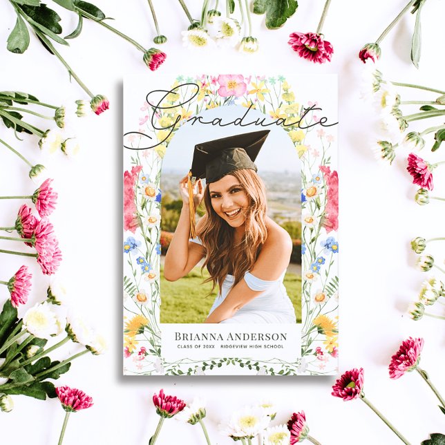 Wildflower Arch Photo Graduation Announcement (Creator Uploaded)