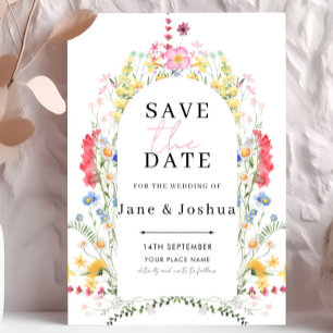 Wildflower Arch Watercolor Wedding Save the Date Invitation