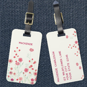 Wildflower Art Personalized Name Luggage Tag